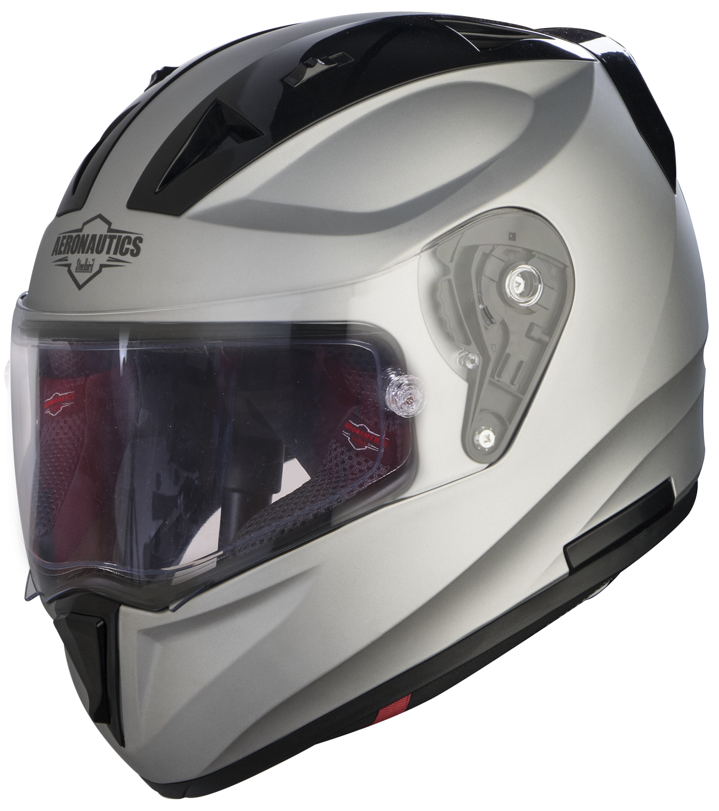 SA-1 Aeronautics Mat Silver With Anti-Fog Shield Clear Visor